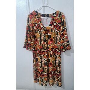 Jude Connally Womens Xl EARTH TONE tunic Mini Dress Tan Red Dress